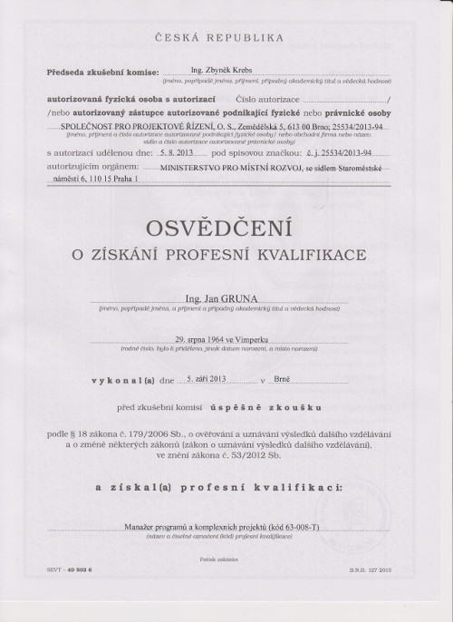 Profesní kvalifikace str. 1